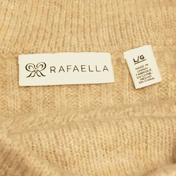 Rafaella Womens Sweater Size Large Mock Neck Some Wool Camel Tan and Black Trim - Picture 2 of 10
